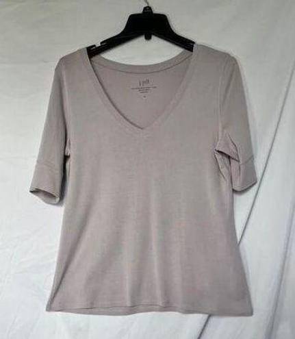 J.Jill  Light Purple Pima cotton elbow sleeve V-Neck T-Shirt - Size M