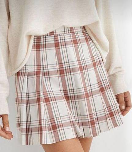 Aerie NWT  Class Act Pleated Skirt Plaid Red Size Medium