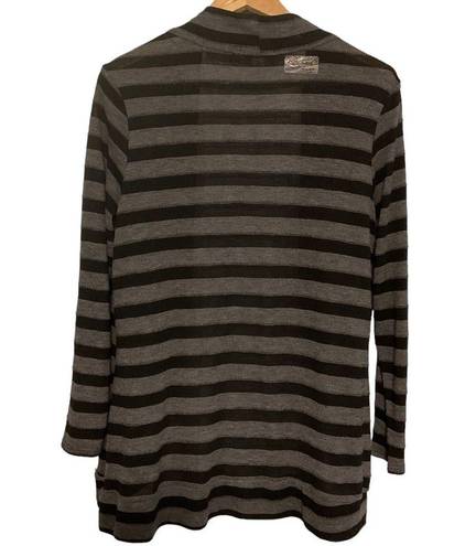 Coldwater Creek  black stripes on gray cardigan size XL