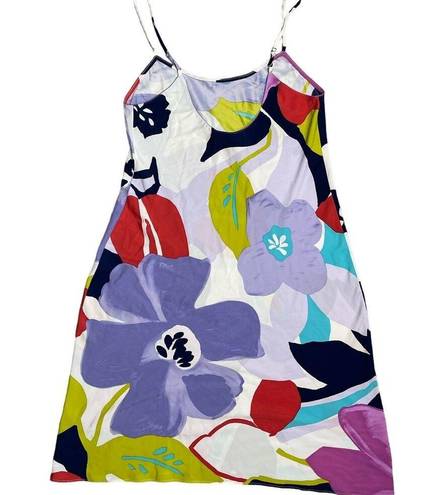 Natori  Silky Retro Floral Midi Bonita Chemise Slip Dress Size Medium