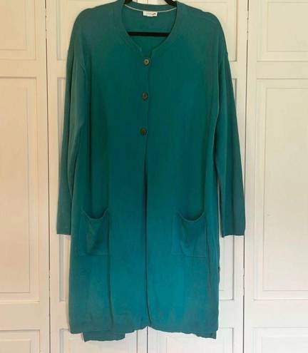 J.Jill  teal wool blend long long button cardigan size large