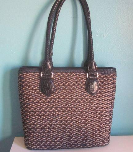 Brighton  Tan & Blue Straw Tote Perfect Condition