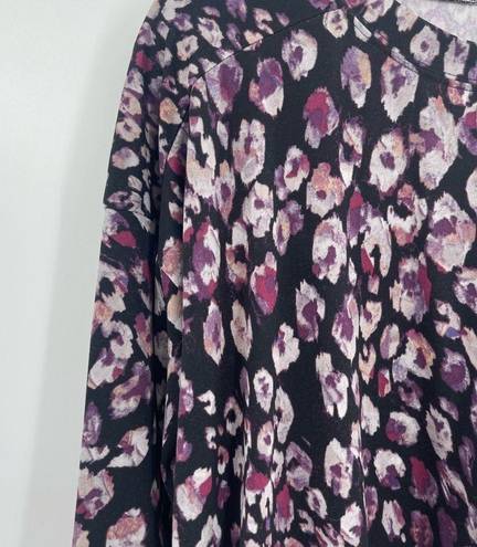 Peyton Jensen Evereve  long sleeve black floral sweatshirt top size small