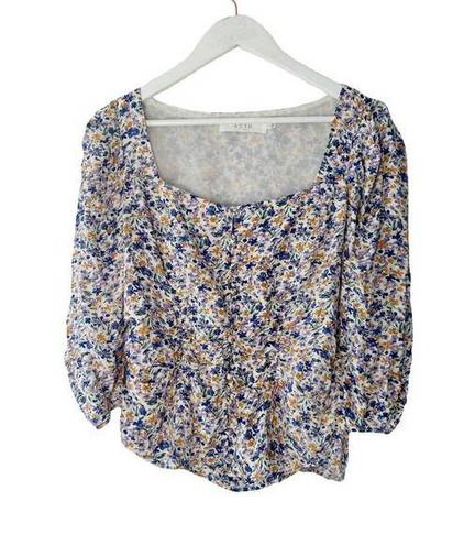 ASTR  The Label Dainty Ruched Floral Blouse Sz L