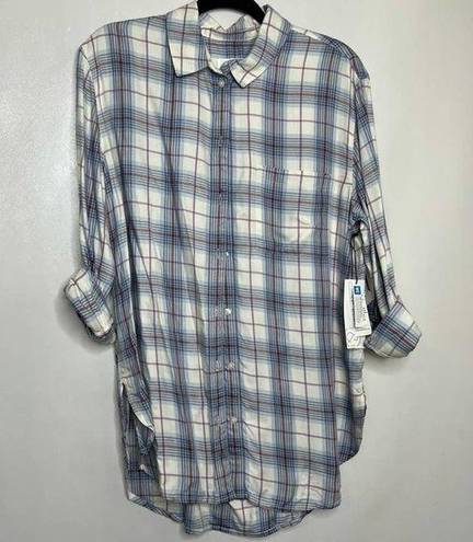 Treasure & Bond  Womens Button up‎ Shirt Blue Size Small Plaid Long Sleeve Top