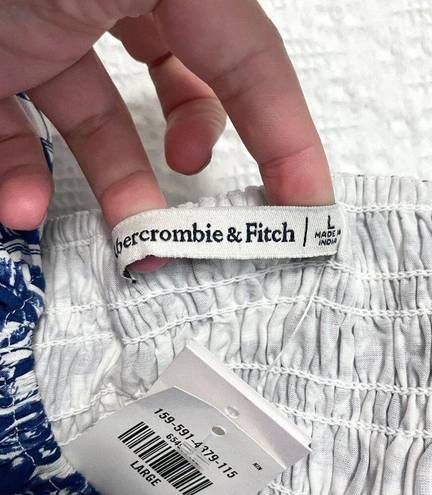 Abercrombie & Fitch NWT  Blue White Floral Ruffle Strap Smocked Midi Dress S