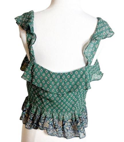 Veronica Beard  Randa Silk Top in Seaglass Multi Green Paisley Sz 6