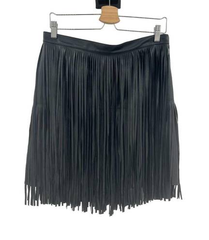 n:philanthropy  Vegan Leather Clover Mini Fringe Skirt Black Size Large