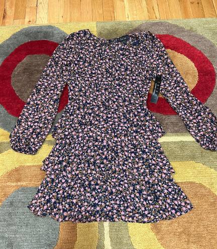 Trixxi NWT  Clothing Company Floral Print Long Sleeve Ruffle Dress Size Small