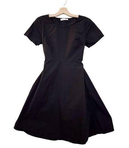 Oak + Fort  Black Short Sleeve Dress Open Back Cotton