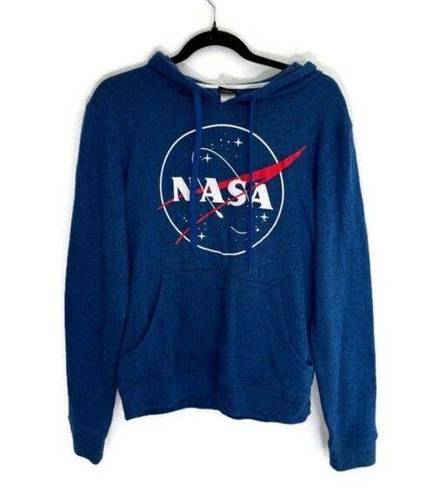 Fifth Sun  NASA logo blue knit pullover sweatshirt hoodie women’s size S