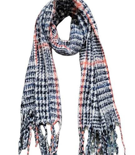 Houndstooth Pistol Gwen blue/coral  Gwen fring scarf 22x52