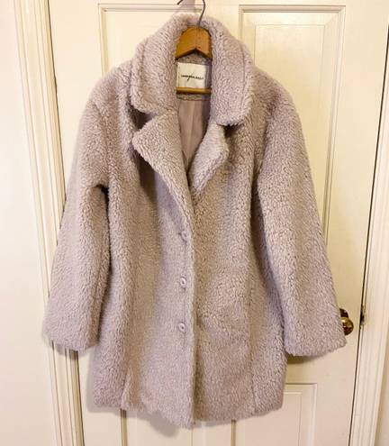 American Eagle NWOT  purple/gray long teddy jacket