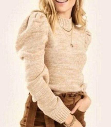 Harper  Puff Sleeve Marled Knit Chunky High Neck Sweater