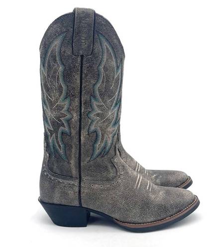 Justin Boots Justin Calimero Graphite Bomber Gray Blue Leather Western Boots Women’s Size 7.5