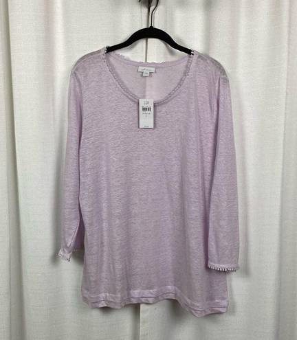 J.Jill  Love Linen Pale Orchid Linen Sweater Sz.L NWT