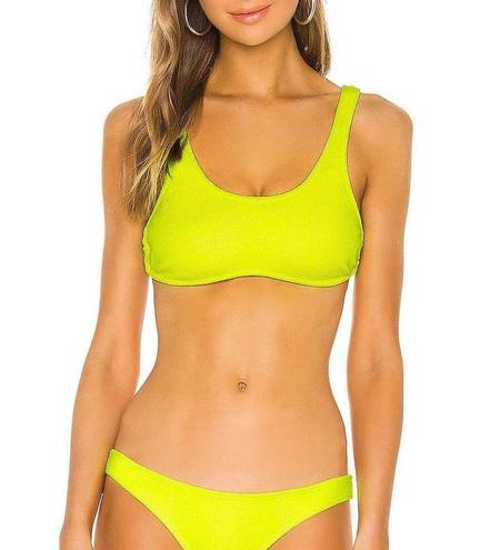 PilyQ  Swim Bralette Neon Yellow Bikini Top MEDIUM Ring Side Sporty Modest NEW