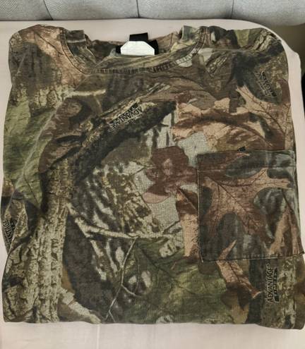 Camo Print Long Sleeve Shirt Brown Size M