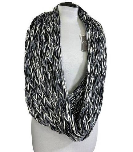 infinity Eyeful Knit  Scarf Black Gray +- 15" Wide x 50" Long NWT