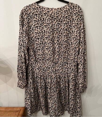 Rebecca Taylor  Leopard Print Silk Caramel Combo Drop Waist Dress | Size 10