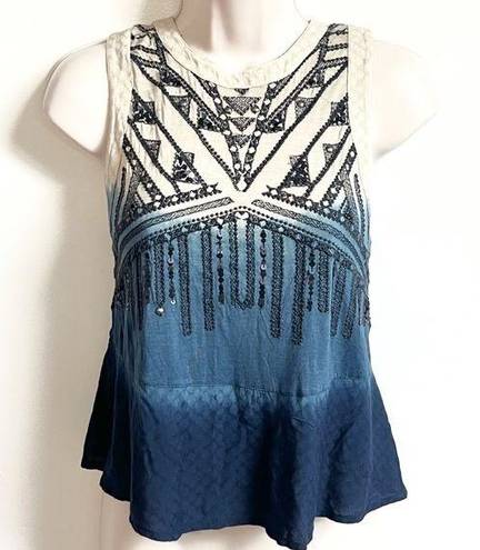 Ecote Urban Outfitters  ombré beaded sequin lightweight tank top blue bei…