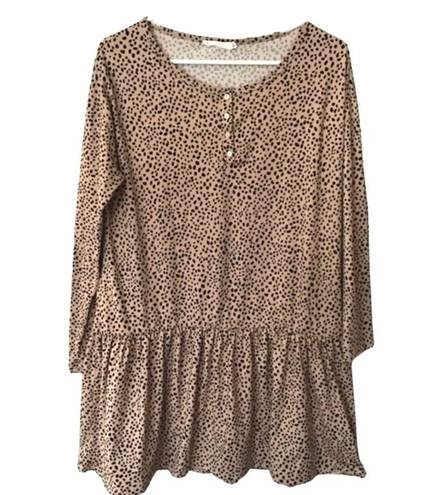 Lush Clothing Lush long sleeve leopard animal print drop waist dress size large