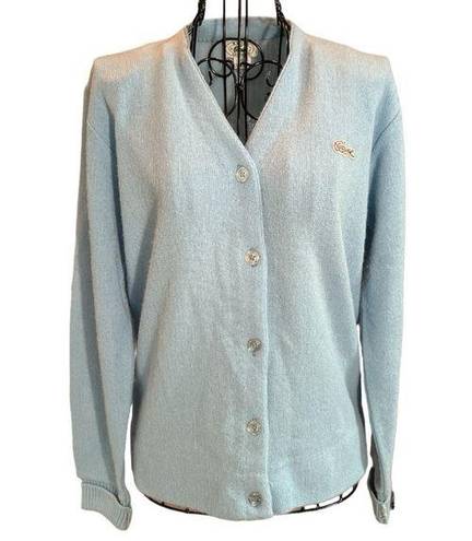 Lacoste Vintage Izod  Button Front Acrylic Cardigan Baby Blue Size 36/Small