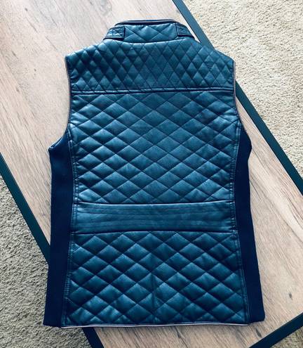 FATE. Navy Leather Quilted Vest