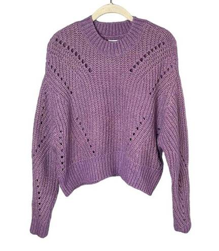 Elizabeth and James  Women’s Open Stitch Cropped Sweater Size XS in Giada Purple