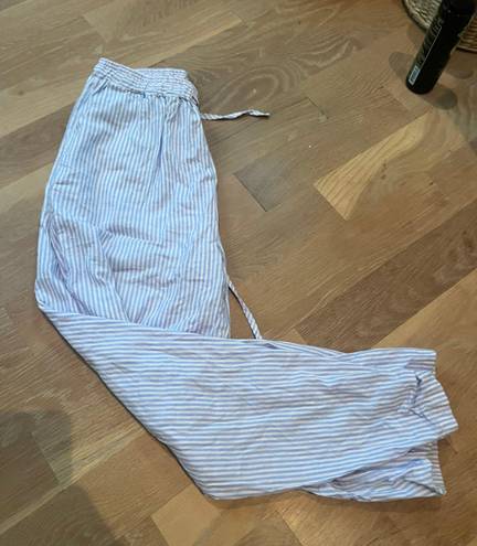 Blue and white striped linen pants Multiple