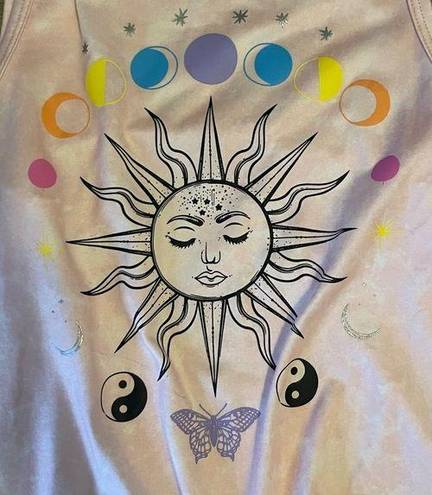 The Moon Juniors boho tank top pink size xs sun stars butter soft yin Yang hippie