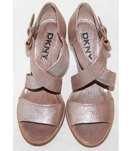 DKNY  Harlow Henna Pink Leather Open Toe Heel 6.5 M