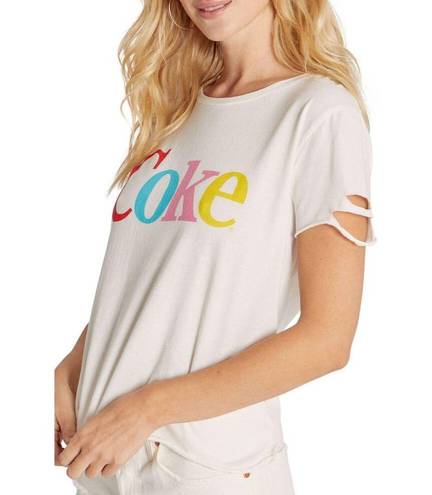 Wildfox  Vanilla White Coke Stellar Graphic Tee Distressed Women's Size Small