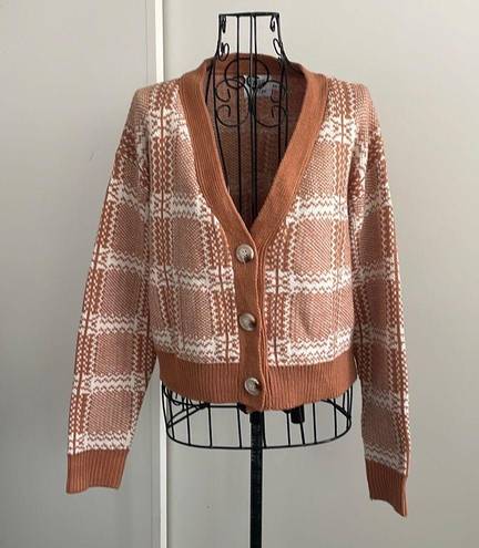 Princess Polly New  Plaid Knit Crochet Cardigan