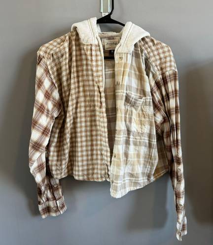 American Eagle Cropped Hooded Flannel