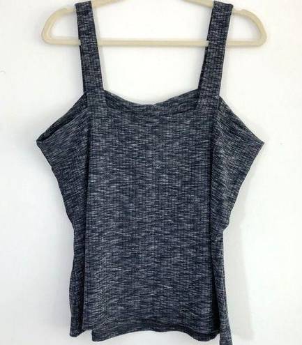 Bobeau New  Square Neck Tank Top Ribbed Knit Marled Navy Blue