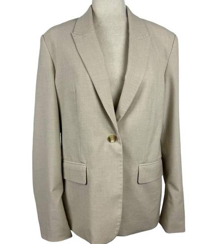 Oak + Fort  Oatmeal Oversized Single Breasted One Button Blazer Flap Pocket SZ M