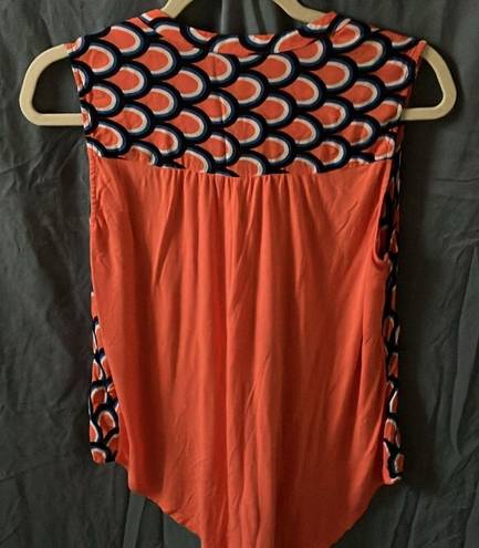 Kaari Blue KARRI blue: Coral/Blue mermaid scale, sleeveless, button down tank top- size M