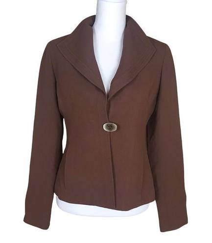 Doncaster  Collection Blazer Womens Size Medium Brown Single Button Closure Lined