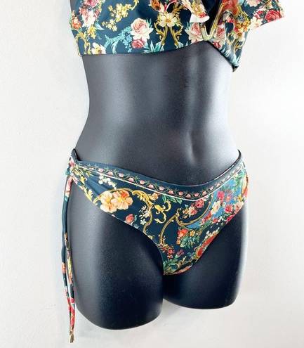 Agua Bendita  Malena Sweetheart Ruffle Two Piece Floral Bikini Green Large