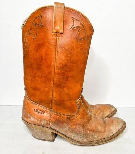 Dingo VTG  Brown Leather Cowboy Western Boots Size 11 Women’s Cowgirl Tan