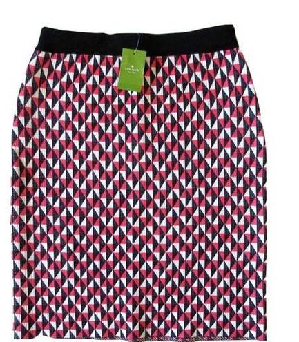 Kate Spade NWT  Flying Kites in Geranium Multi Navy Knit Pencil Skirt M $248