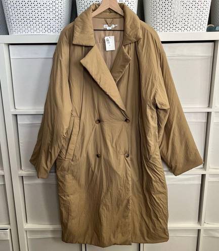 Good American  Puffed Nylon Coat Tan