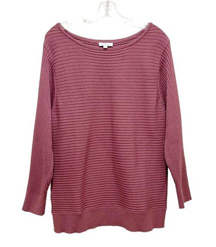 Skinny Girl  Casey Boatneck Rib Knit Sweater Mauve Dust Size Large