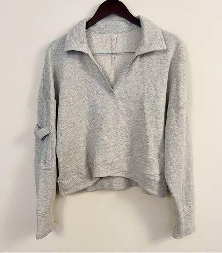 Free People Movement  Gray Collared Pullover Sweatshirt Cotton Size Small