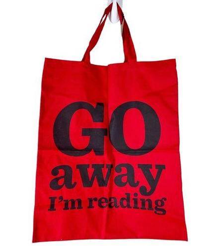 Pacific&Co Literary Gift  Tote Bag "Go Away I'm Reading" Red New w/ Tags Book Lovers