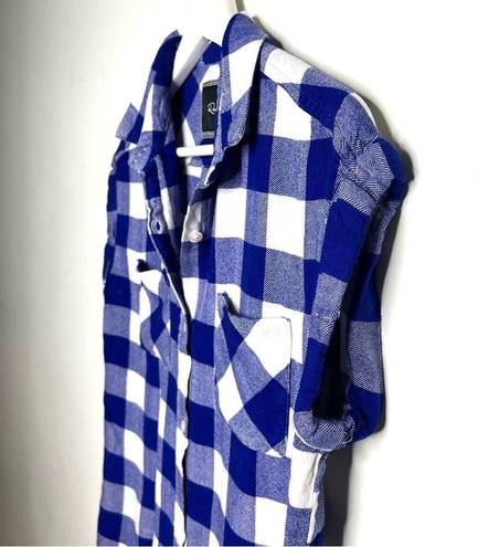 Rails  Cap Sleeve Blue White Check Button Shirt Size XS