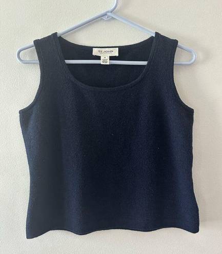 St. John  Tank Sweater Wool Sleeveless Scoop Neck Navy Blue Small