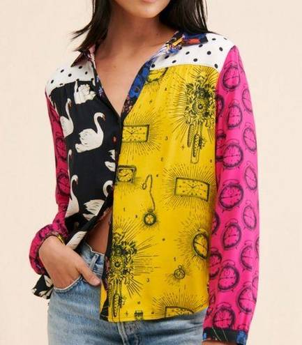 Anthropologie Maeve colorful Paz Contrast Button-Down