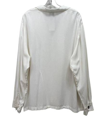 CP Shades NWT  Blouse Button Up Long Sleeves Ivory Cream Size M